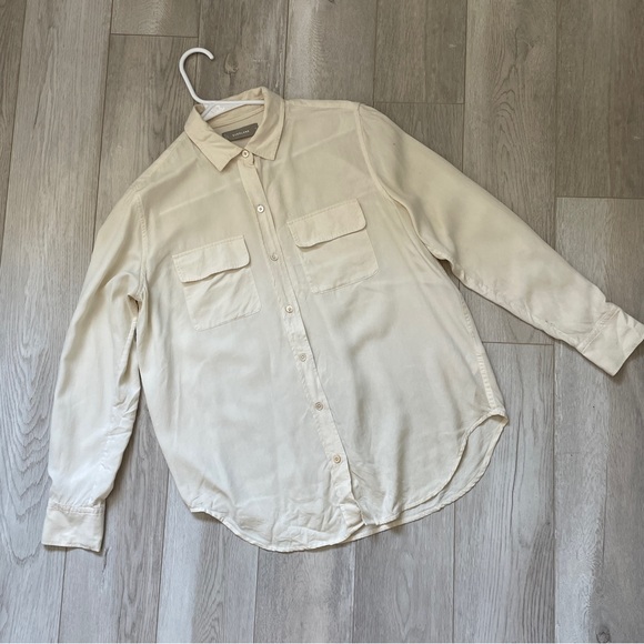 Everlane The Washable 100% Silk Relaxed Shirt Button Up Cream (Size 0) preppy - Picture 2 of 13